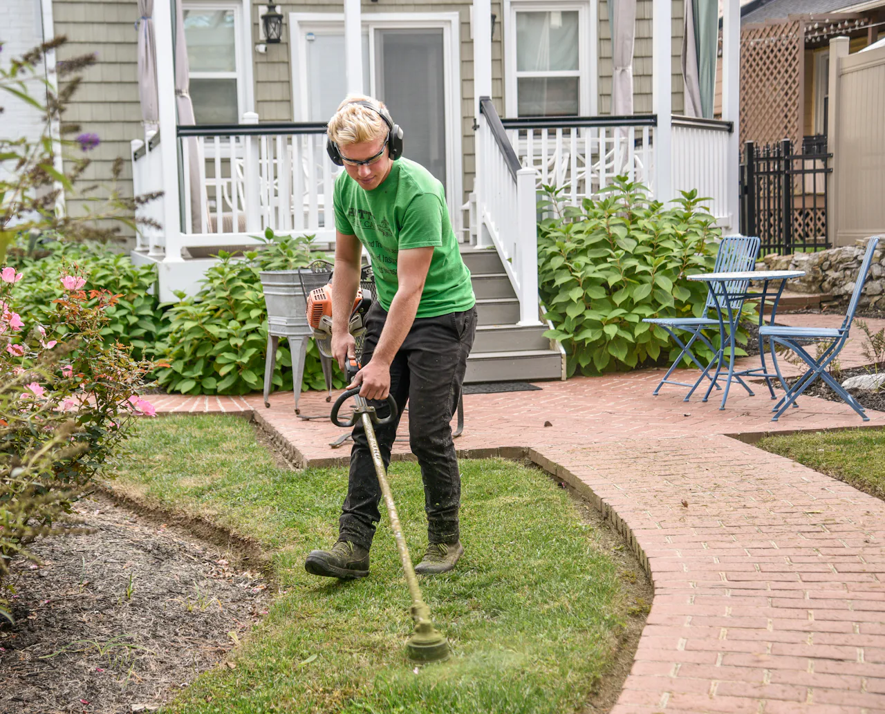 Landscaping contractor at work